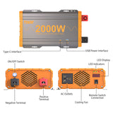 Pure Sine Wave Inverter 2000W Input 220/110VAC Output 12VDC to 110VAC Converter Solar for Home RV Truck Road Trip Camping