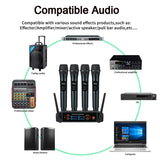 Professional VHF Wireless System 4 Channel Handheld Karaoke Microphone for Home Party Church Event PA TV Speaker New