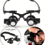 Magnifying Glass With LED Light Head Mount Magnifier Appraisal Of Antique Repair Glasses 10X 15X 20X 25X Hands Free Magnifying Loupe Eyeglass With Replaceable Lenses For Reading Jewelry Work Watch Repair
