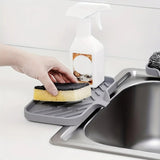 Large silicone holder, sink organizer, disc-shaped sponge drainage tray, soap dispenser, washer, 1 unit