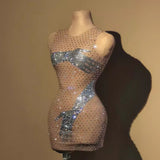 Banquet Party Elegance and Celebrity Evening Dress Style Sleeveless, Ultra Short, Sexy Wrapped Hip, Sequin Artificial Hand Design