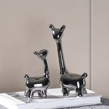 4pcs/set Cute Abstract Deer Ornament, Ceramic Statue Art Craft, For Bookshelf Home Living Room Office Cafe Decor, Room Tabletop Display Entryway Decor, Winter Christmas New Year Decor