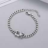 S925 Sterling Silver Geometric Diamond Vintage Bracelet