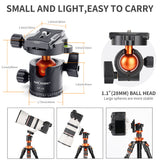 Ballhead Tripod Mount 28mm Large Ball Head Adapter QR Plate 1/4 Inch Aluminium Alloy 10kg Payload
