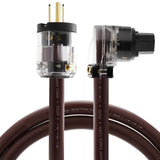 Single Crystal Copper Fever Power Cord HIFI Amplifier Audio 7-Character L-Shaped Elbow Plug Tail Cable