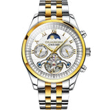 GUANQIN Tourbillon Waterproof Stainless steel Men's watches Mechanical Moon Phase Automatic watch for men Sapphire mirror Watch