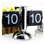 Small Scale Table Over Stainless Steel Flip Internal Gear Operated Quartz Clock with AutoPager, Chrome
