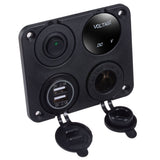 USB Charger & 2.1A Green Voltmeter Power Outlet ON-OFF Switch Four Functions Panel for Car Boat Marine RV Truck Vehicles