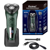 Kemei 2805 Waterproof Electric Shaver For Men Wet Dry Beard Electric Razor Rechargeable Facial Shaving Machine LCD Dislay