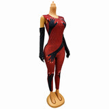 Halloween Evening Party Dress Atmosphere Dressing Black Handprint Design Sense Tight fitting jumpsuit Slim Fit