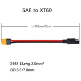30cm to XT60 Connector 14AWG Cable with SAE Reverse Adapter for Portable Power Station & Solar Generator