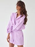 Women's Fashion Solid Color Casual Long Sleeves High Waist Jumpsuit