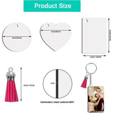 Sublimation Blanks Kit Heat Transfer MDF Blank 3 Shapes Tassels Pendant Jump Rings Key Ring With Chain Set