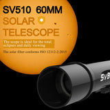 SV510 Black Portable Solar Eclipse Astronomy Set 60/400 Sun Observation Mirror