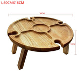 Portable Wooden Outdoor Wine Table Folding Picnic-Table With Glass Holder 2 In 1 Wine Glass Rack Outdoor Picnic Folding Table