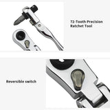 Mini 1/4 Inch 72-Tooth Double Headed Ratchet Wrench Hand Tools Repair Tool Screwdriver Bit for Tight Spaces