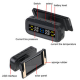 Car TPMS Digital LCD Display Tire Pressure Monitoring System Solar/USB Powered Auto Security Alarm Systems Cartronics Universal