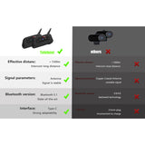 Retail 2Pcs V6 Bluetooth Walkie Talkie Helmet Headset Riders Communicator Interphone