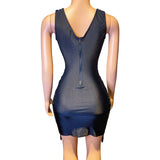 2024 Summer New Fashion Deep V Sexy Sleeveless Mesh Perspective Temperament Wrapped Hip Evening Dress