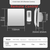4 Inch High Speed Exhaust Fan Toilet Kitchen Bathroom Hanging Wall Window Ventilator Extractor with Remote Control