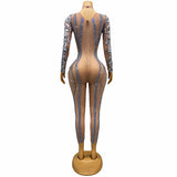 Hot selling new fashion runway show mesh perspective sexy jumpsuit yoga pants