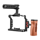 Andoer Aluminum Alloy Camera Cage Kit with Top Wooden Side Handle Grip Replacement for Sony A7 IV