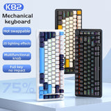 Multifunctional Knob Wired nical Keyboard,82 Keys 21keys,Full Key Hot-Swap,Cool Backlight,Bluetooth/2.4G/USB for PC Laptops