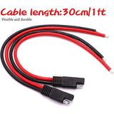 2pcs 30cm 10AWG Quick Connector Disconnect Automotive Extension Cable Solar Panel SAE Plug