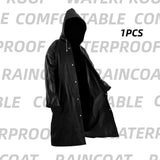 Black Fashion Adult Waterproof Long Raincoat Women Men Rain Coat Hooded For Outdoor Hiking Travel Fishing Climbing Thickened