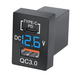 Top-2X New QC3.0 USB Car Socket PD Type-C Charger With LED Blue Digital Voltmeter For Toyota Quick Charge