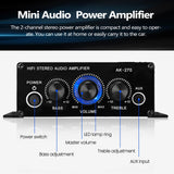 AK270 Mini Audio 2-Channel Stereo Power Portable Sound Amplifier AUX Input Speaker Amp for Car and Home