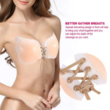 Adjustable Strapless Invisible Silicone Gather Push Up Self-Adhesive Drawstring Bra Backless Breast Enhancer