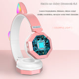 Flash Light Cute Cat Ears Bluetooth 5.0 Wireless Headphone with Mic LED Kids Girsl Stereo Music Phone Headset Sports Earphone