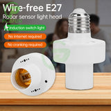 E27 Wireless Radar Induction Head Smart Light Adapter Lamp Holder Bulb Base Socket Human Presence Motion Sensor Switch