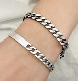 Sterling Silver Bracelet Distressed Brushed Chain Bracelet