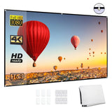 80-inch Portable HD Projector 16:9 Projection Screen Foldable Durable Wall Mounted for Outdoor Movies Home Theater Office