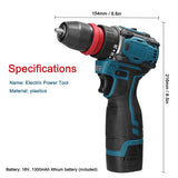 18V 2in1 Lithium Drill Electric Screwdriver Multi-function Power Tool 45Nm Torque Brushless MotorPractical Screw Driver for Home