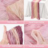 2Pcs Cheesecloth Table Runner Gradient Table Runner For Baby Shower Wedding Engagement Bridal Decor