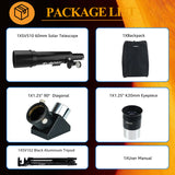 SV510 Black Portable Solar Eclipse Astronomy Set 60/400 Sun Observation Mirror