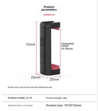Mini Vlog Live Stream Clip Adjustable Phone Holder with Cold Shoe Mount 1/4" Screw Hole for 55-90mm Width Smartphone
