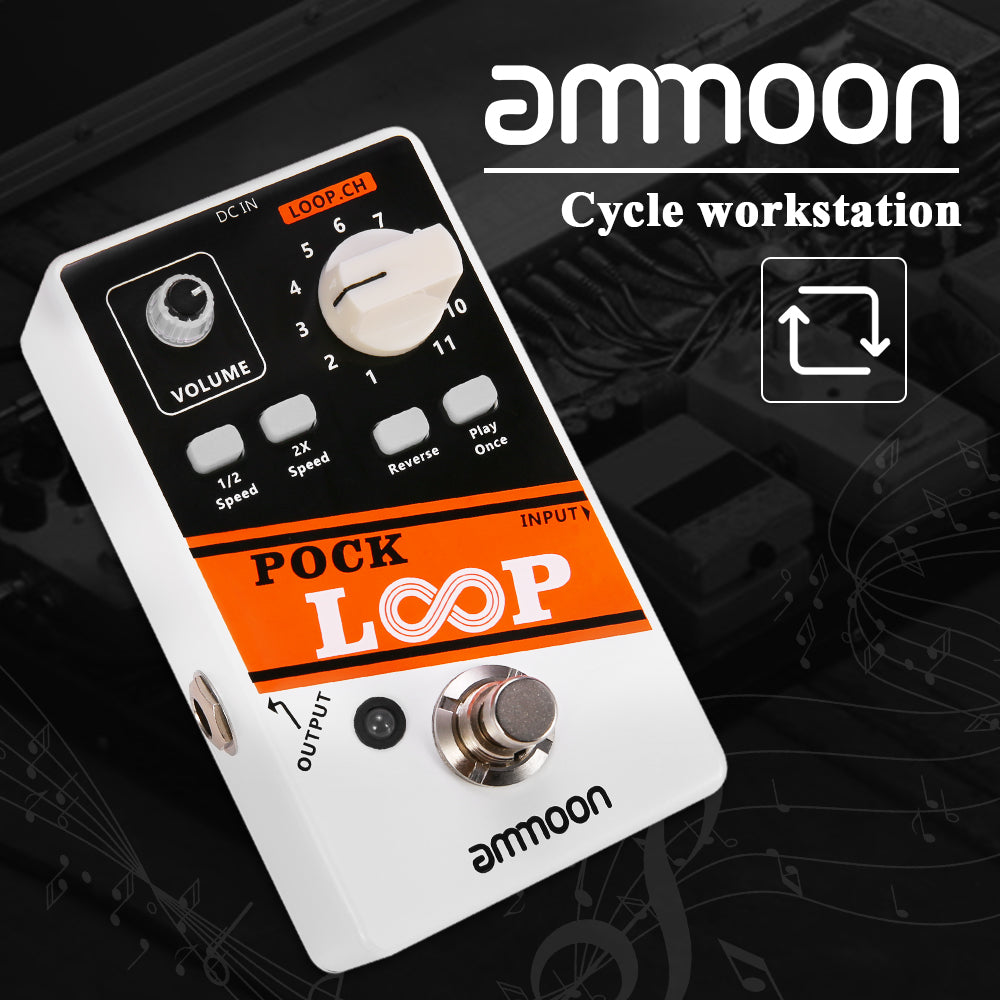 POCK LOOP Looper Guitar Effect Pedal 11 Loopers Max.330mins Recording Time Supports 1/2 & 2X Speed Playback Reverse Functions