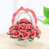 1pc Artificial Flower, Ceramic Flower Ball, Ceramic Handmade Rose Basket, Handmade Exquisite Gift Ceramic Flower Decorative Ornaments, Ceramic Collectibles, Winter Christmas Gifts