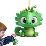 Christmas Tree 2D Cute Green Dinosaur Ornaments Acrylic Winter Festival Animal Car Pendant For Balcony