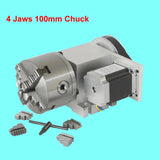 Center Height 65MM 4 Tailstock 4th A Rotary Axis 3/4-jaw 80mm 100mm Chuck CNC Inde Head NEMA 23 57 Stepper Motor