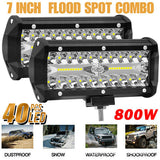 2pcs 7“ LED Bar 400W Triple Row 40LED Work 13200LM Spot 12V/24V Driving Fog Off Road Truck 4x4 ATV Light