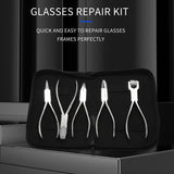 5Pcs Stainless Steel Optic Eye Glasses Optician Eyeglasses Frame Repair Optical Pliers Tools Kit with Black Pouch Bag