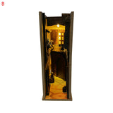 Wooden Diagon Alley Book Nook LED 3D Bookend Stand Bookshelf Insert DIY Bookshelf Decor Model Building Kit DIY Decorative Books