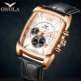 ONOLA Men Military Sports Watches Men's Quartz Date Clock Man Casual Leather Wristwatches Relogio Masculino