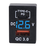Top-2X New QC3.0 USB Car Socket PD Type-C Charger With LED Blue Digital Voltmeter For Toyota Quick Charge