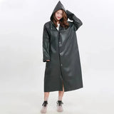 Black Fashion Adult Waterproof Long Raincoat Women Men Rain Coat Hooded For Outdoor Hiking Travel Fishing Climbing Thickened